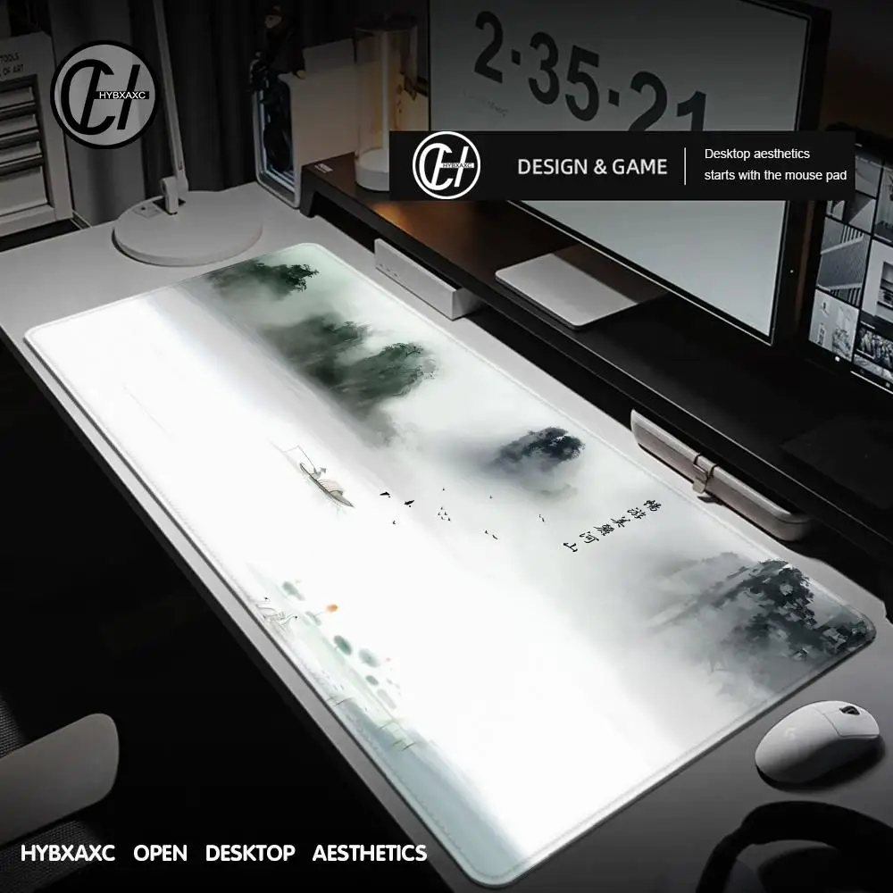 

Chinese Style Ink Painting Mouse Pad Gaming XL Computer Large Custom XXL Natural Rubber Office Non-Slip Soft Laptop HYBXAXC