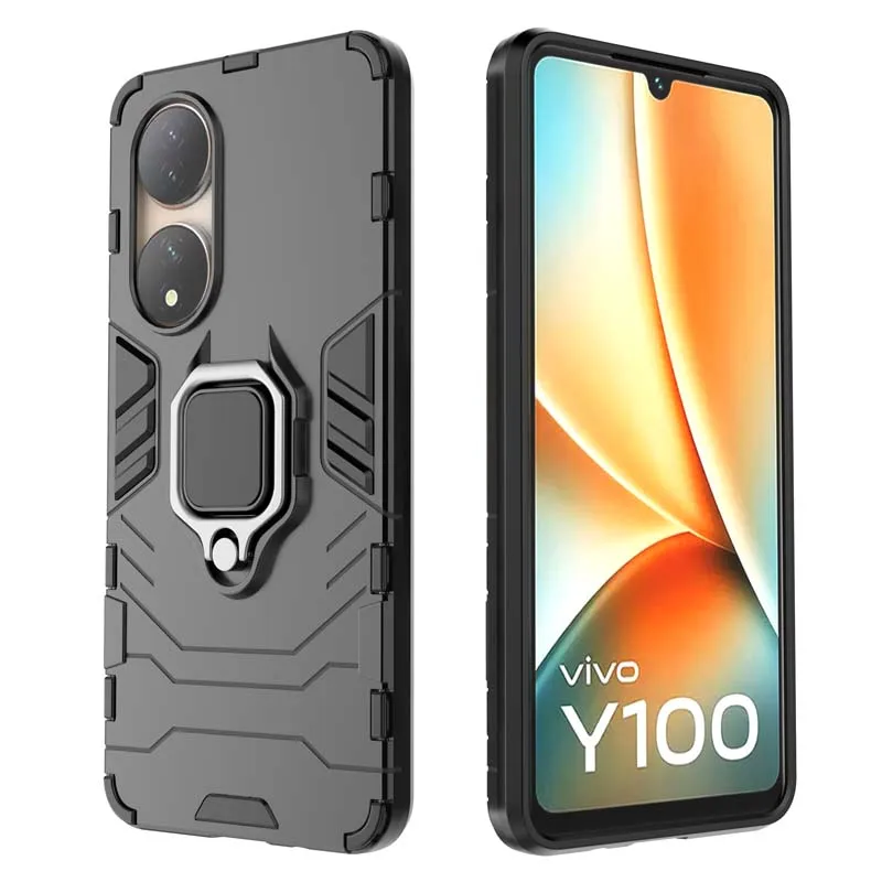حافظة مدرعة 2025 لهاتف Vivo Y100 Y 100 حامل حلقي مقاوم للصدمات خلفي Coque لهاتف Vivo iQOO Z7 11 Pro Neo 8 Neo8 iQOO11 غطاء هاتف