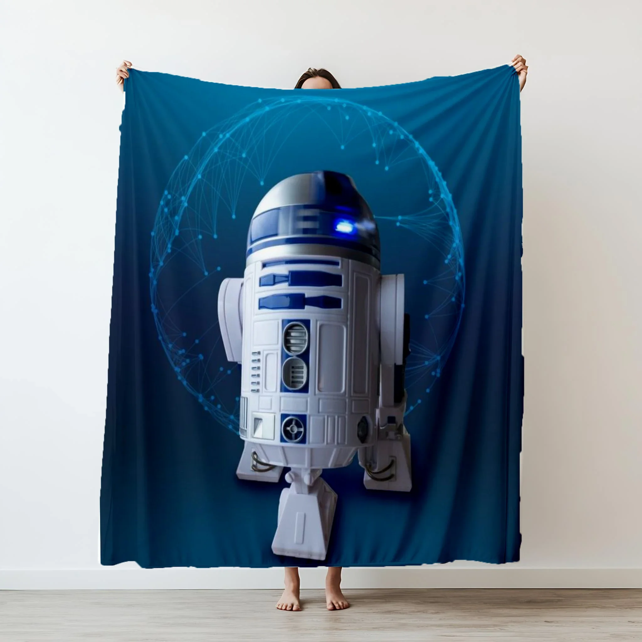 130×150cm R2D2 Plan Spacecraft Thin Printed Blanket Camping Throw Bed Sofa Office Air Conditioning Soft Leisure couple gift