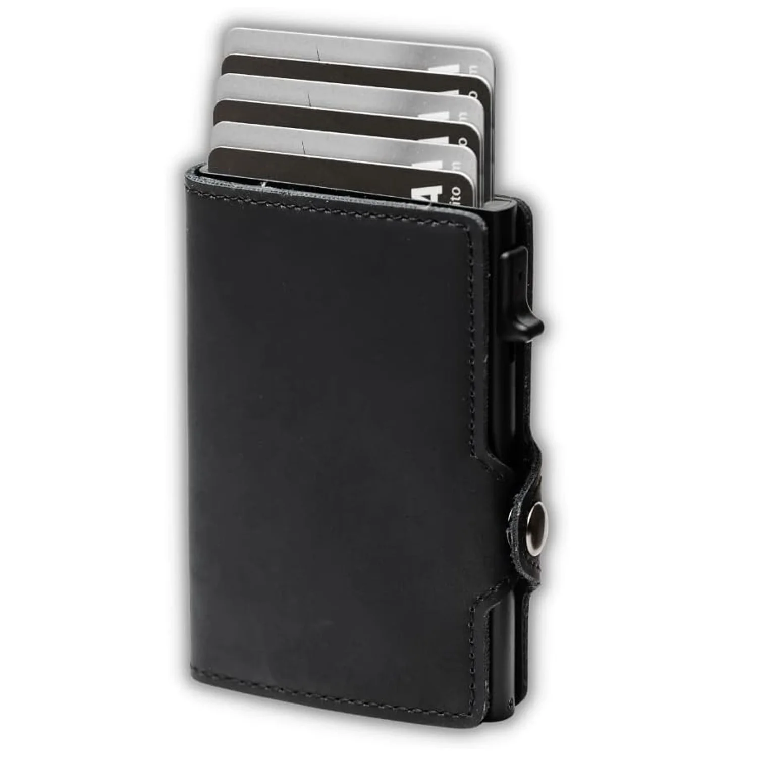 SEMORID Mens Wallet Card Holder | Minimalist RFID Blocking Slim Wallet | Multifunctional with ID Window  （With buttons）