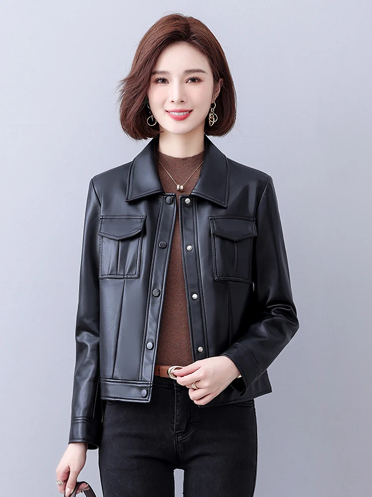   Ning 本革ジャケット レディース 2025年新作 春秋 オルトスレ 韓国版 スリム ファッショナブル レザーコート