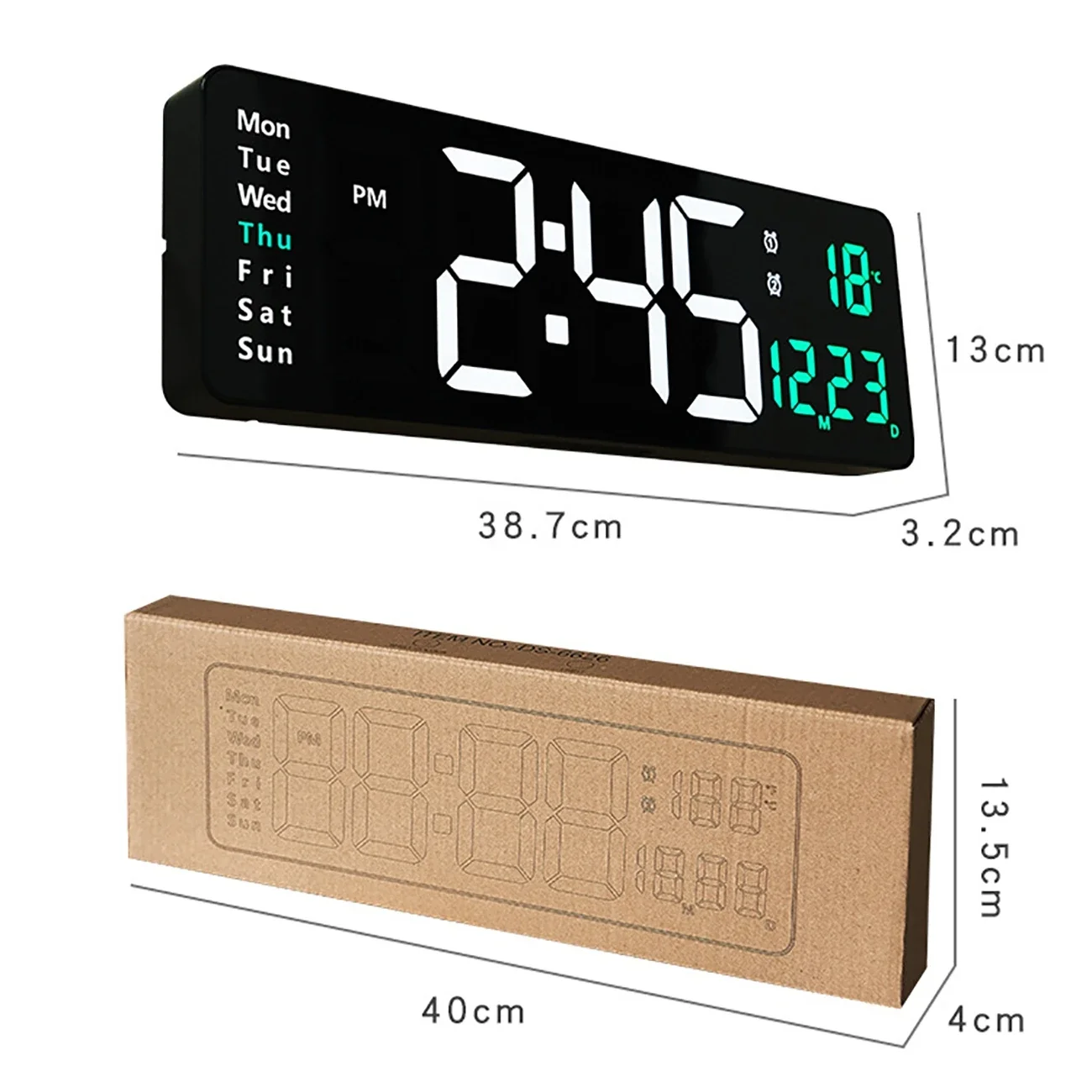 Large Electronic Wall Clock Remote Control Temp Date Power Off Memory Table Clock Wall-mounted Dual Alarms Digital LED Clocks