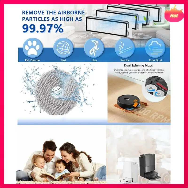 Kit de limpieza de robot de limpieza AD para kit de accesorios Roborock Q Revo, que incluye cepillo principal, almohadilla de fregona, cepillo lateral, filtro Hepa, etc.