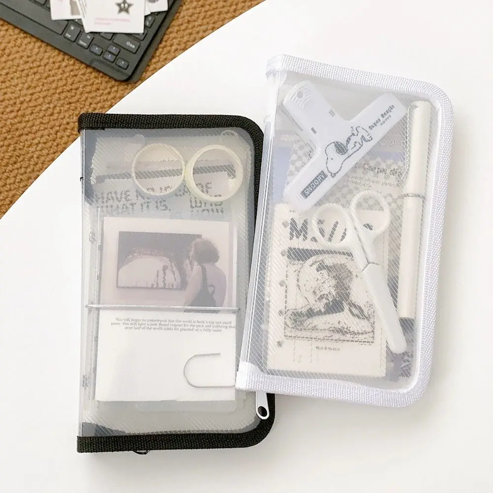Multifunctional Transparent Zipper Pouch Transparent Solid Color File Folder Bag PP A6 Stationery Organizer Pouch Students