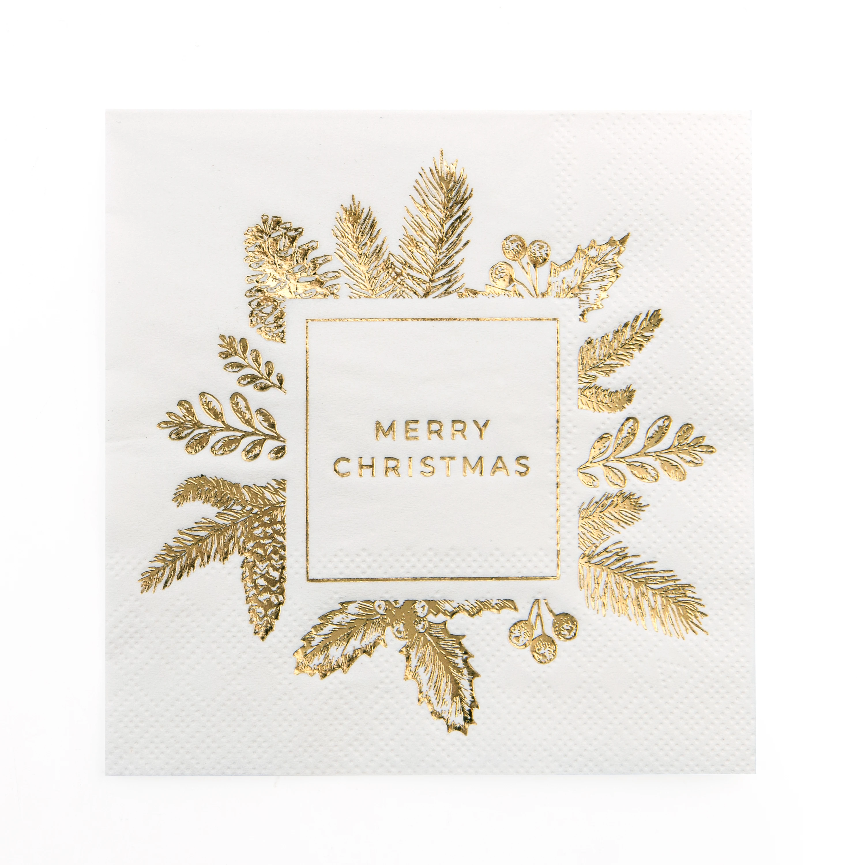 100Pcs Paper Cocktail Napkins with Gold Design for Formal Dinner, Anniversary, Christmas Party, Guestrooms, Restrooms
