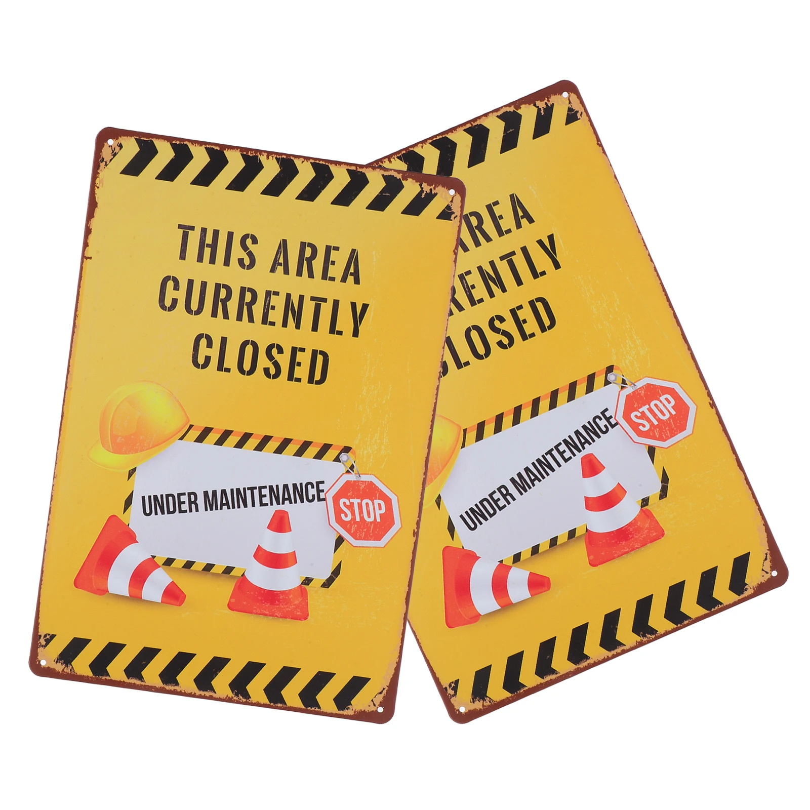 2pcs Traffic Warning Signs High Visibility Safety Sign Weather Resistant Reflective Road Closed Sign For Public Areas