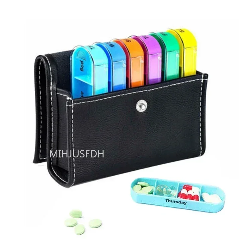 Medical Portable Pill Box Food Grade Plastic 7 Days Worth of Pills Notebook Medicine Box Travel Weekly Pill Box Organizer Case