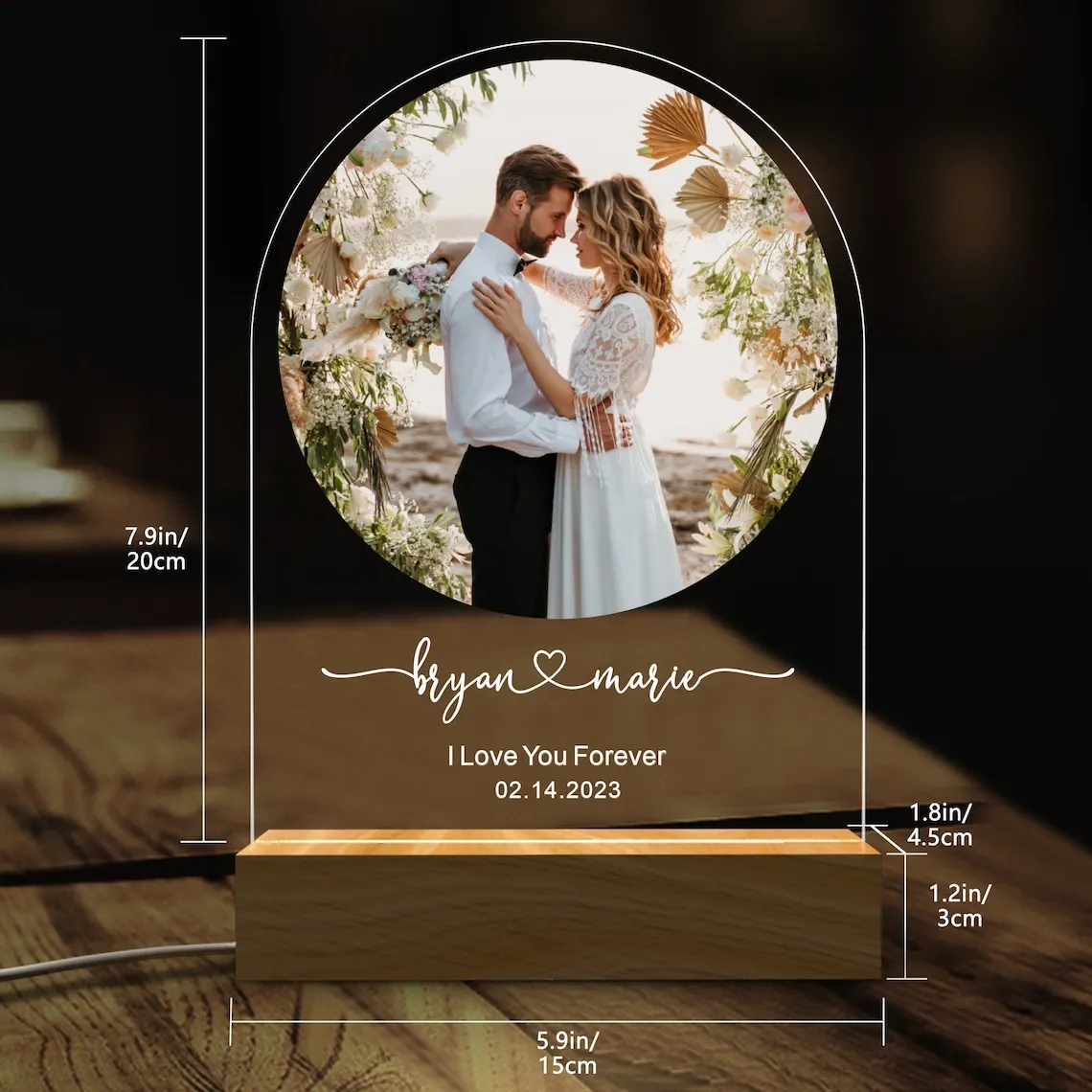 Luz noturna 3d personalizada, foto e lâmpada de texto personalizada, dia dos namorados, casamento, aniversário, 7 cores, lâmpada 3d, presentes