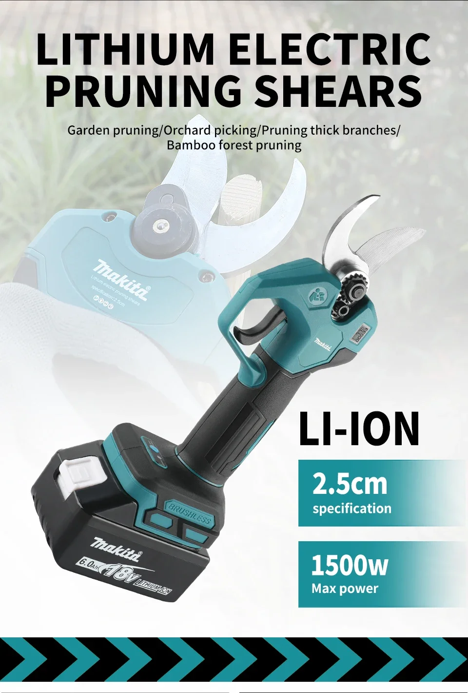 

Makita 30mm Cordless Brushless Pruning Shears Electric Scissors Fruit Tree Branches Cutting Tool For Makita Battery Pin.