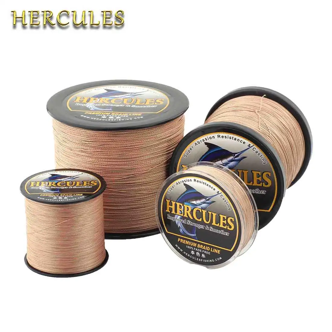 

HERCULES Never Fade Fishing Line 4 Strands 6LB-100LB Brown Braided Fishing Line 4x Best Multifilament PE Wire Saltwater Line