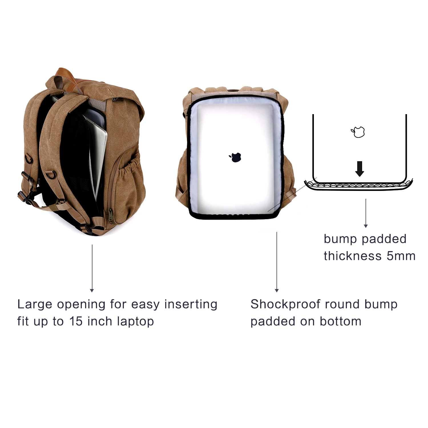 BAGSMART Borsa per fotocamera DSLR Fotografi Zaino con supporto per treppiede Borse per fotografia antifurto impermeabili Custodia per laptop da 15 pollici