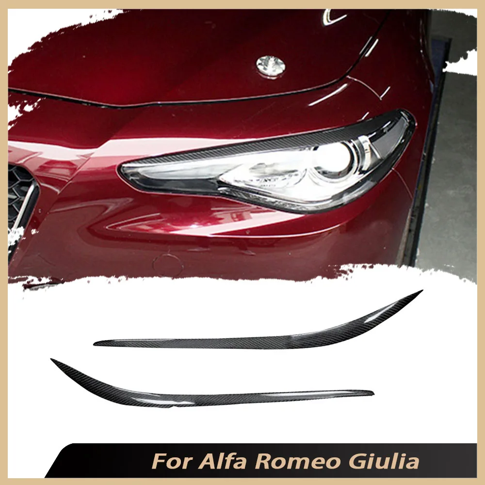 

Carbon Fiber for Alfa Romeo Giulia Quadrifoglio Sedan 2015-2018 Front Headlamp Eyebrow Headlight Eyelids Car Styling