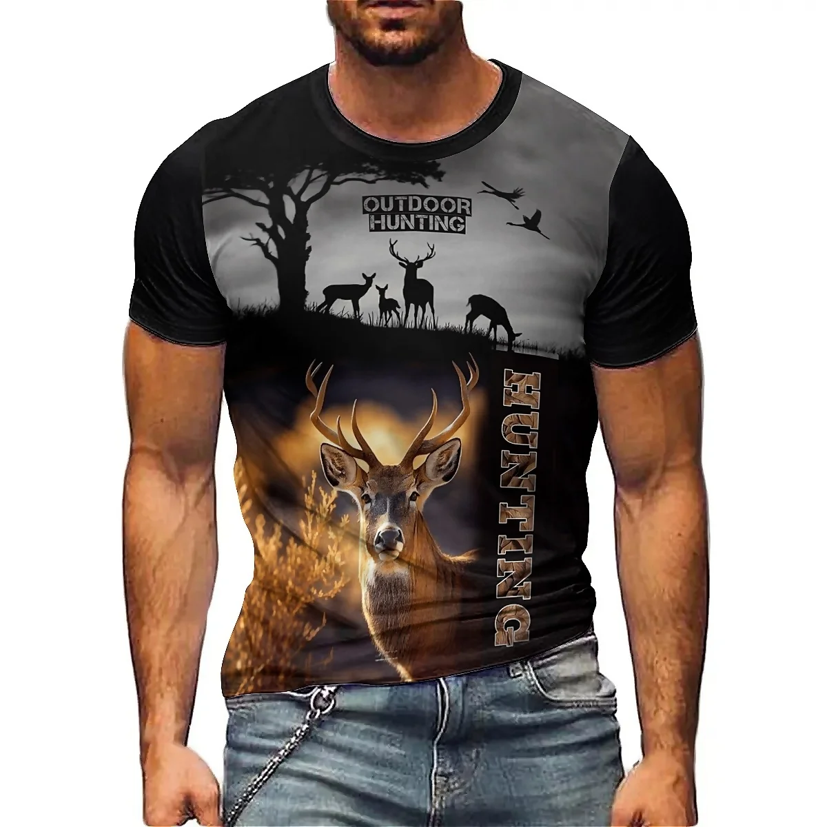 

Men's 3D Printed Short Sleeve T-Shirt - Hawaiian Style, Fashion Crew Neck Top