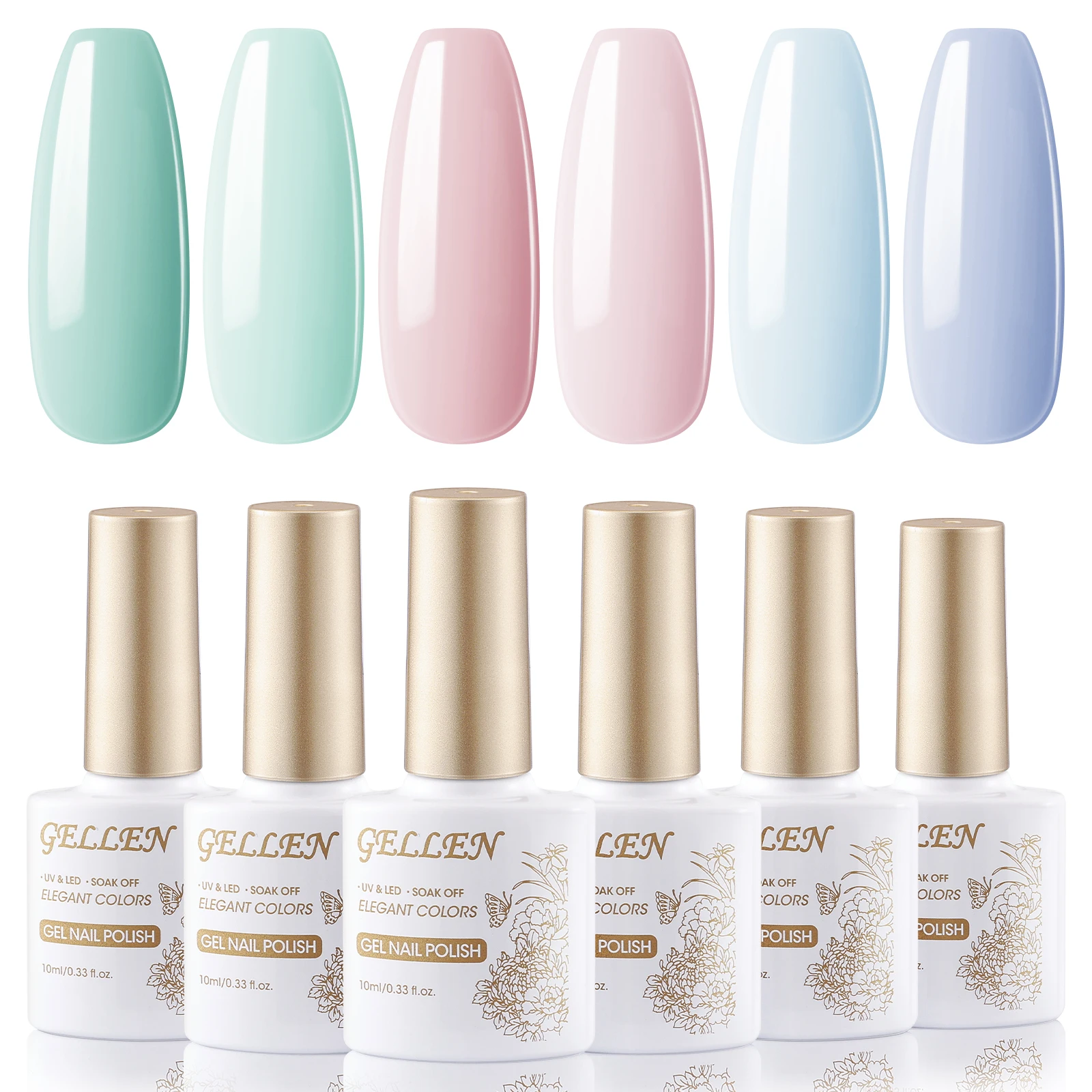 

GELLEN Gel Nail Polish Kit Mint Pink Blue Press on Nails Art Design UV Lamp Cured Manicure DIY Girl Women Valentines Day Gifts