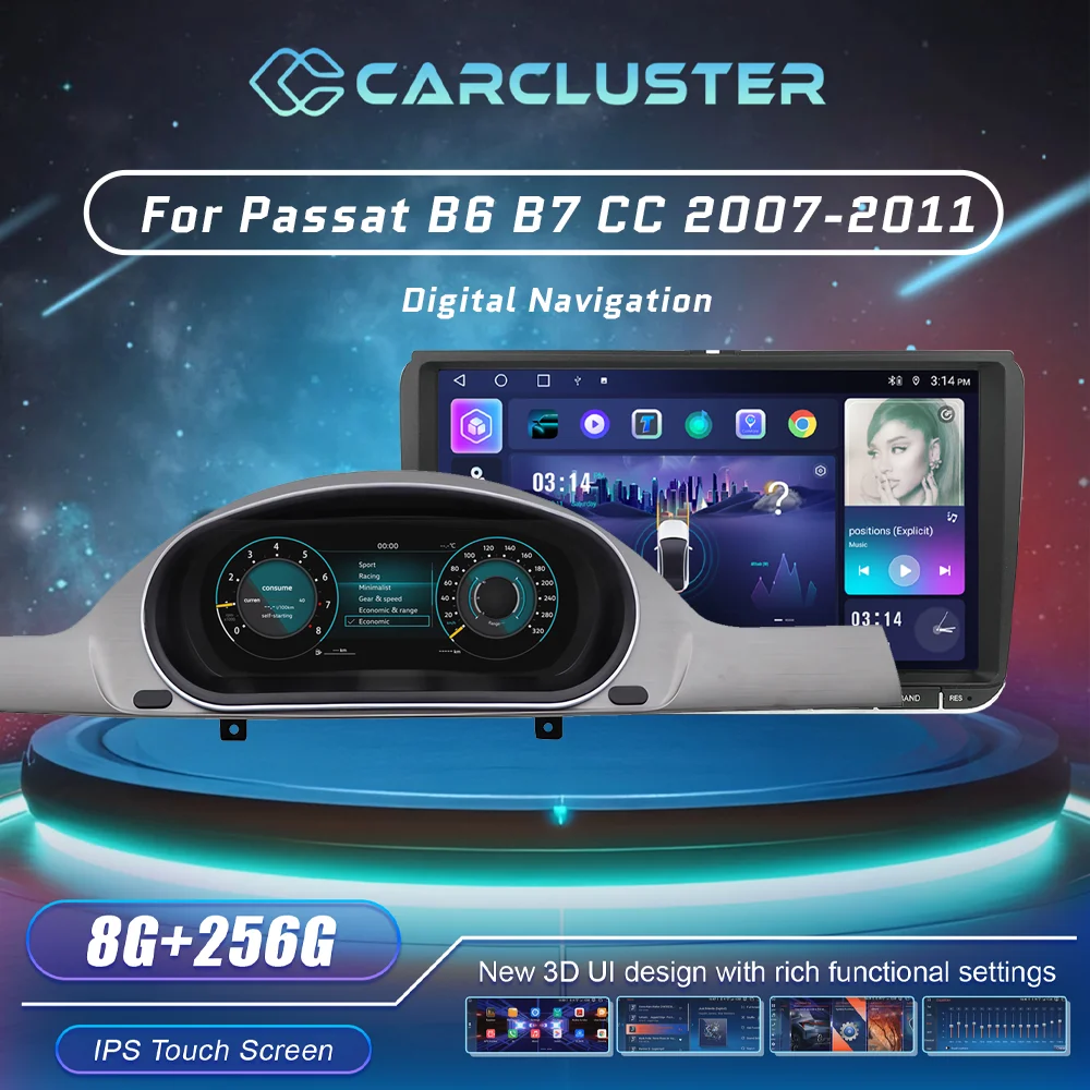

Carcluster 10,25 ''ЖК-цифровая приборная панель кластер для VW Passat B6 B7 CC 2007-11 Android-навигационный радиоплеер Paneel Cockpit