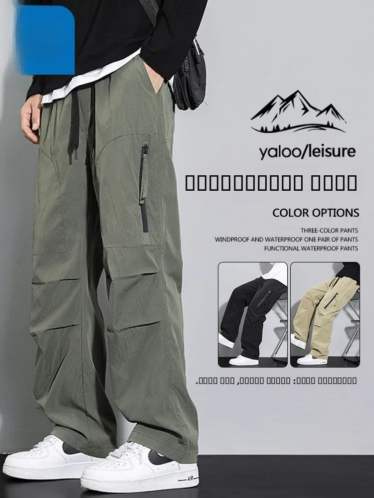

True Weave Summer Workwear Casual Pants Men's 2025 Outdoor American High Street Wide Leg Straight Tube Pants Men's Paratroope...