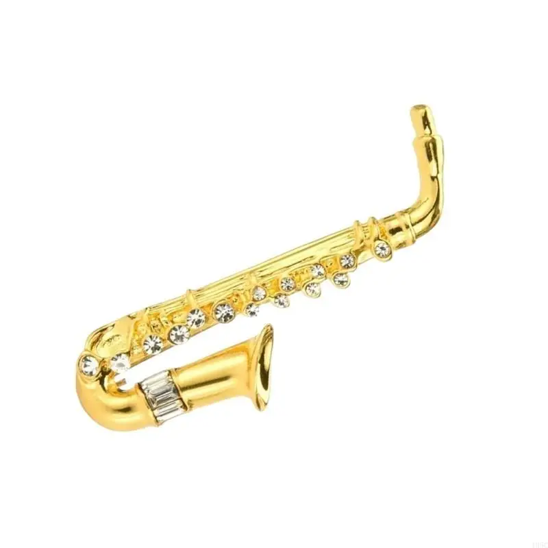 195C Lady Brooch Saxophone Elegant Crystal Jewelry Brooches Saxophone Musical Instrument Brooches for Formal Wear