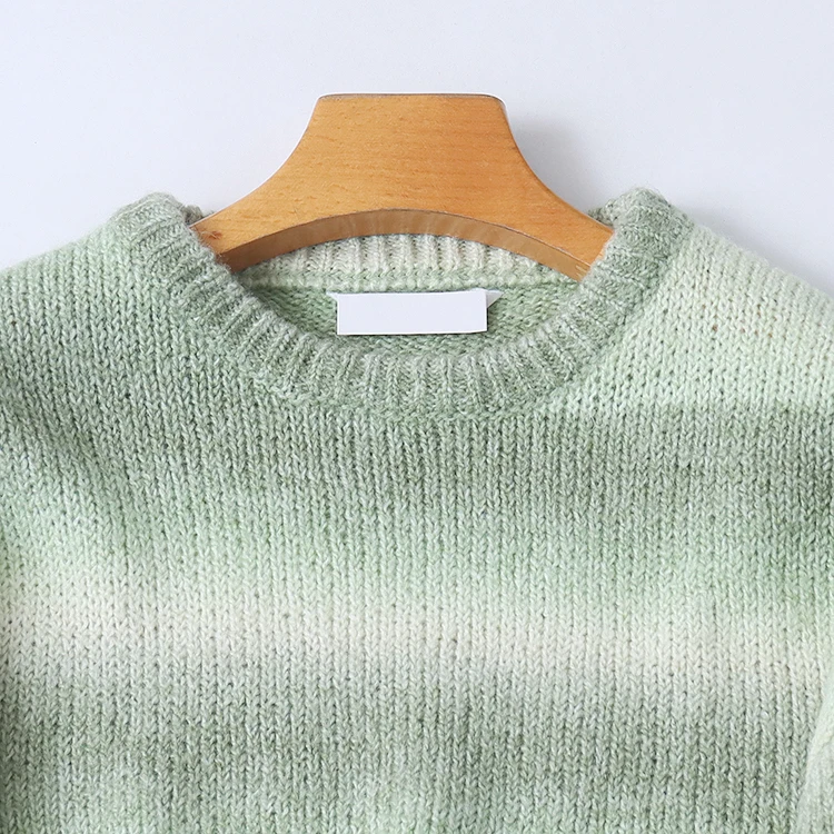 Herbst Winter frauen Wolle Pullover runde Ne Lose Schlank Hohe Taille adient Spleißen Anti-Aging Gestreiften Lange Sve Pullover