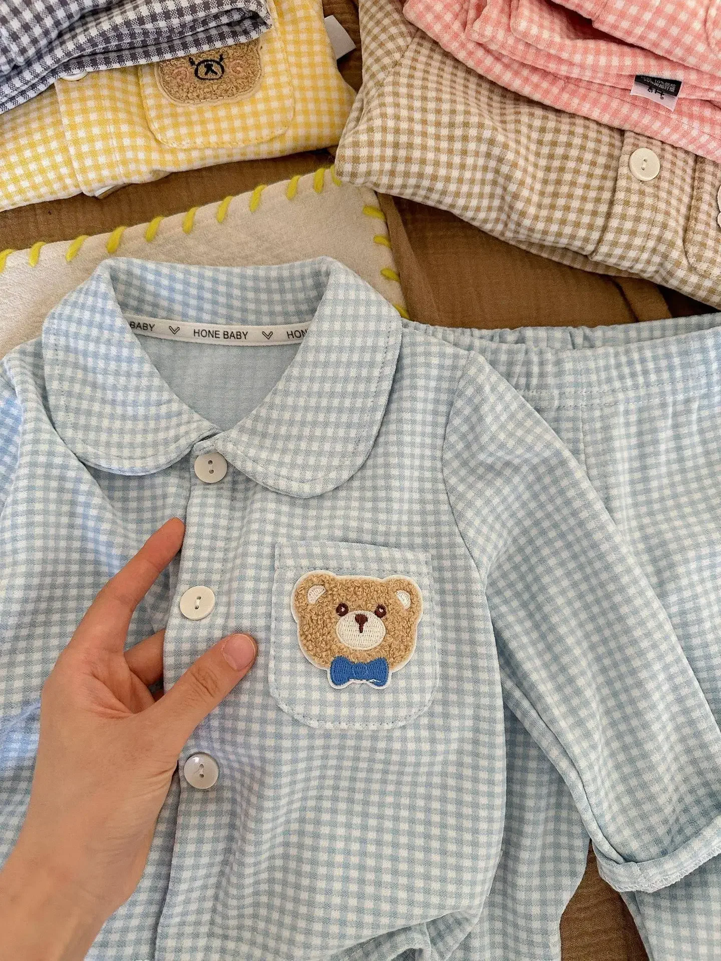 Kinder-Herbst-Homewear-Set, Langarm, kariert, Cartoon-Schlafanzug aus Polyester für Jungen und Mädchen, Frühling/Herbst – Detail 10