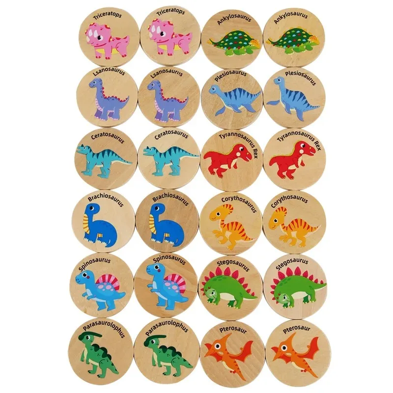 Children Wooden Toy Memory Find The Same Dinosaur Matching Jigsaw Puzzle Game Montessori Baby Educational Toys For Kids