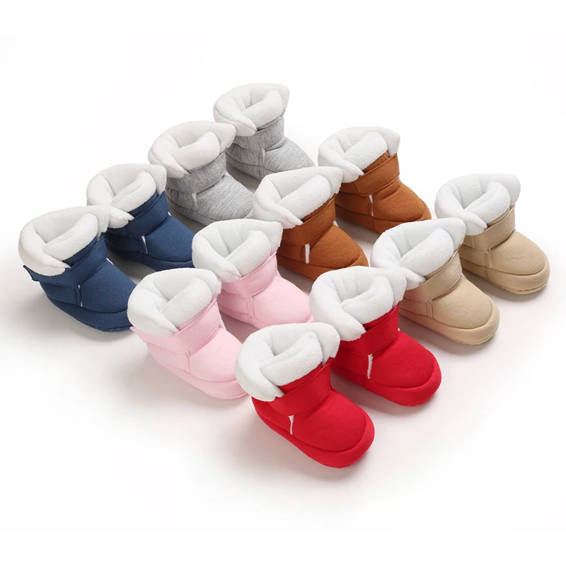 

Winter baby girl's thick snow boots with plush cute pink furry cotton shoes warm non slip comfortable baby walking shoes
