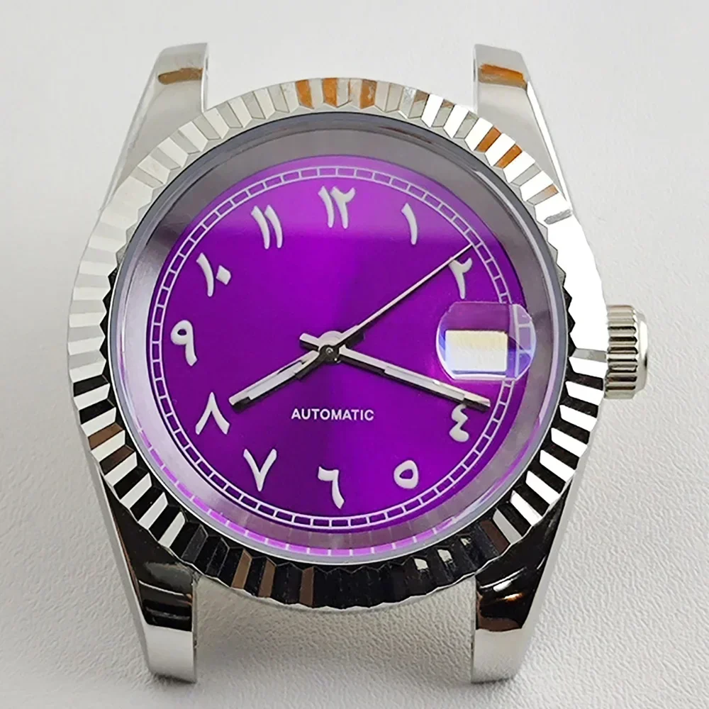 NH35 Case Arab NH35 Dial Green Luminous Dial Sapphire Stainless Steel Case Transparent Case Back for NH35/NH36 Movement NEW DIY