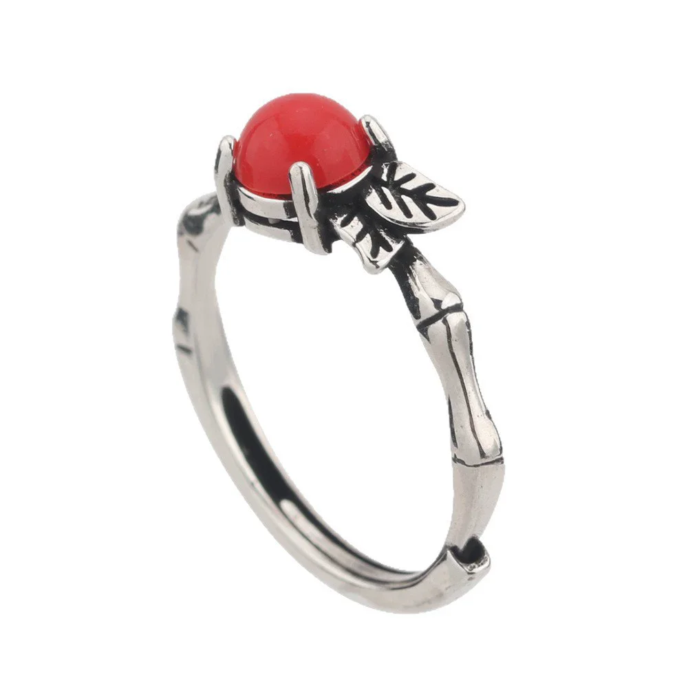 XIYANIKE خمر التايلاندية الفضة الحجر الأحمر قابل للتعديل خواتم الاصبع للنساء موضة جديدة مجوهرات نسائية هدية حفلة camiца #5