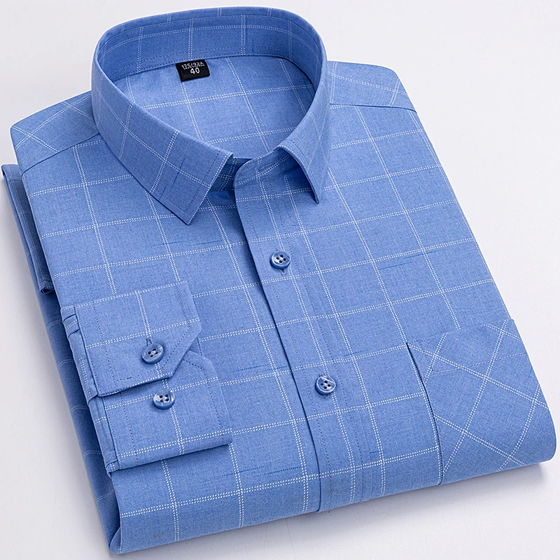 

2025 Men's plus Size 7XL 6XL 5XL Casual Long Sleeve Shirt Soft Anti-Wrinkle Comfortable Easy-Care Spring Fashion Business Dress