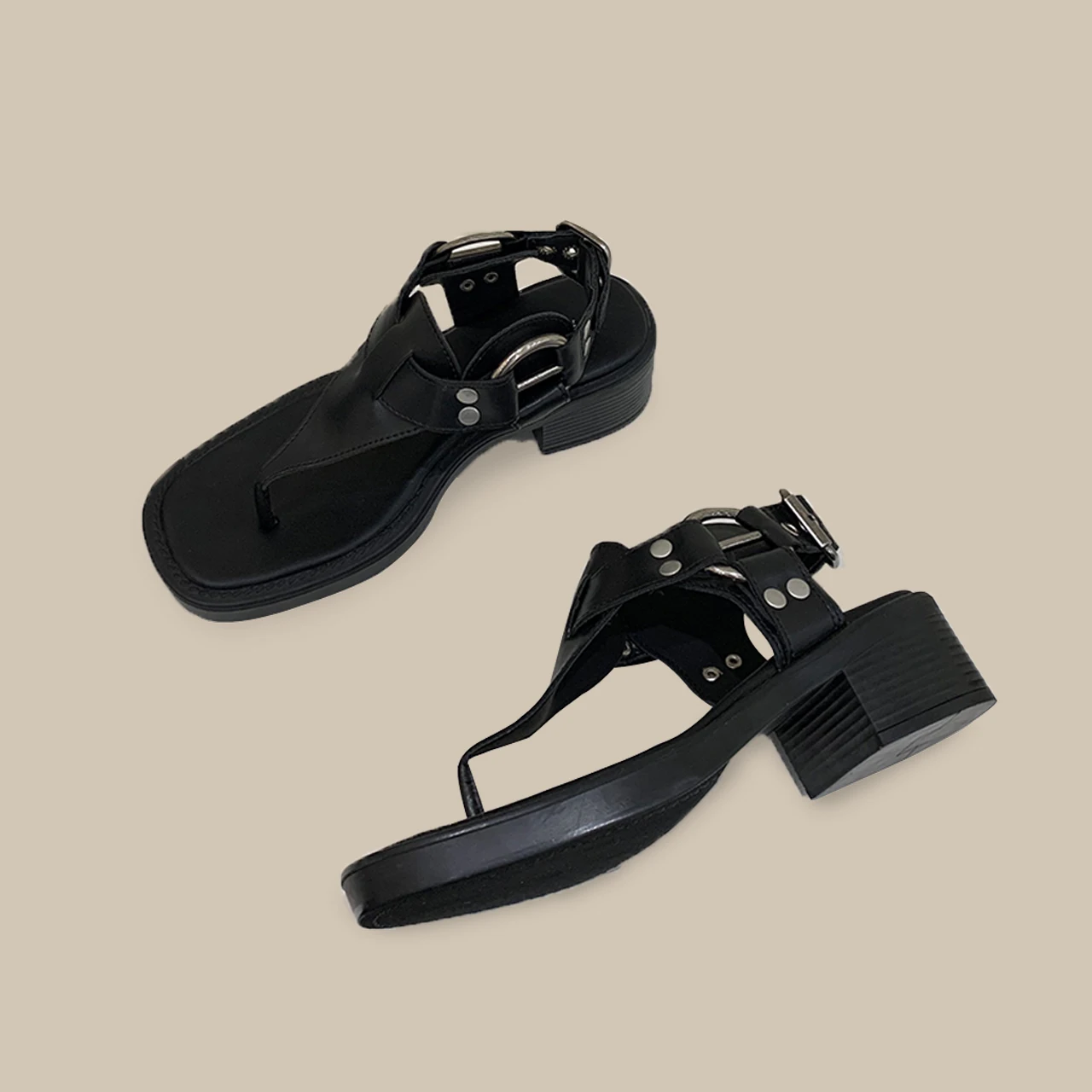 

Fashion Ladies High Heel PU Leather Buckle Strap New Designer Women Outdoor Flip Flop Sandals