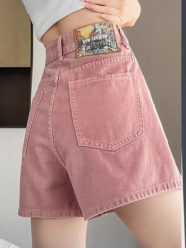 Pink Denim Short Shorts Women Loose Wide Leg Summer New High Waist Retro Slim A-Line Small Hot Pants Sexy Girls Short Pants