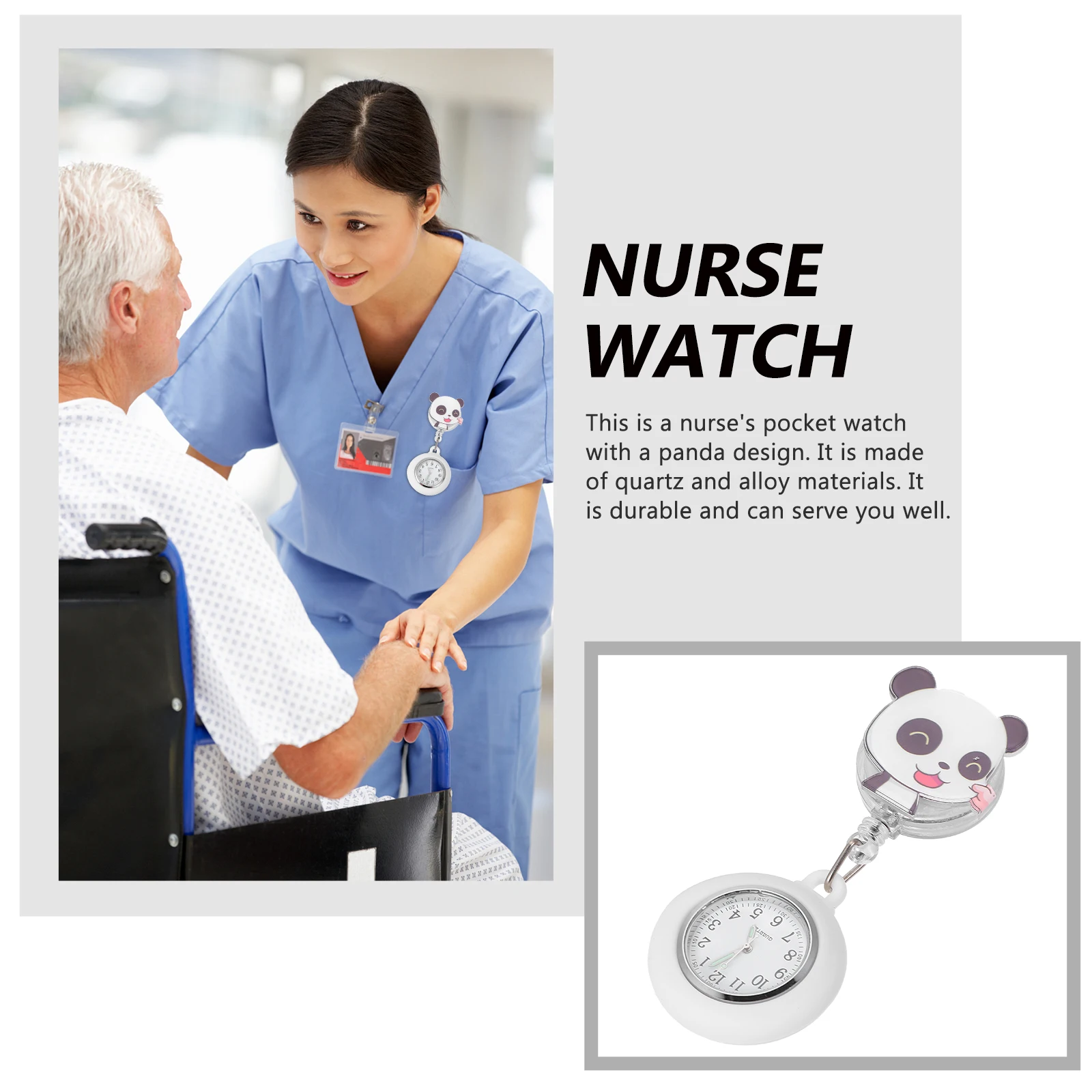 

Nurse Watch Quartz Alloy Clip on Pocket Women Nurses Medical Staff a Design Retractable Nurse Fob Watches