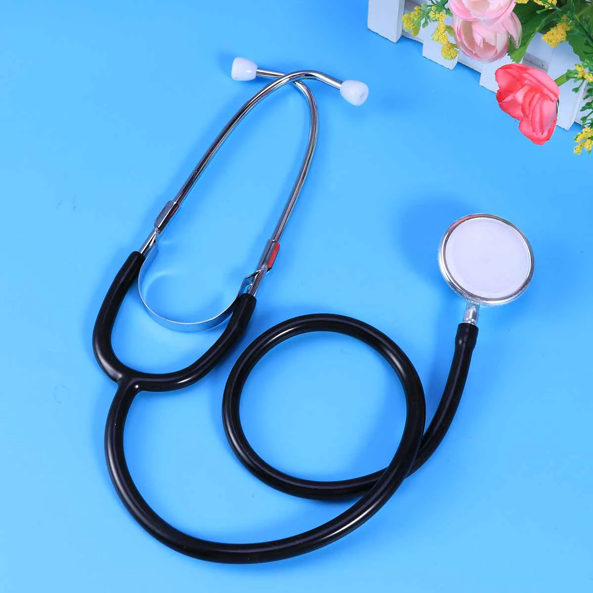 Double Sided Stethoscope Portable Medical Aid Auscultation Stethoscope Device Equipment Tool (Black)