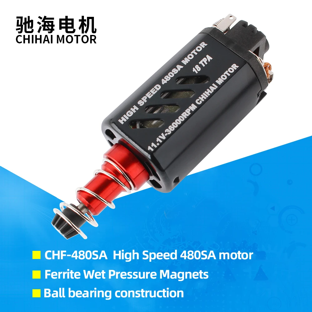 

Chihai Motor CHF-480SA 18TPA High Speed AEG Motor Ver.2 Gearbox Motor 36000RPM Long Axis For Gel Blaster Toy