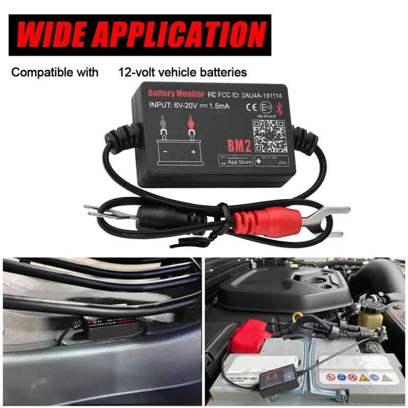 BM2 Battery Monitor Tester 12V Battery Monitor Bluetooth 4.0 Car Battery Analyzer Charging Cranking Test Voltage Tester