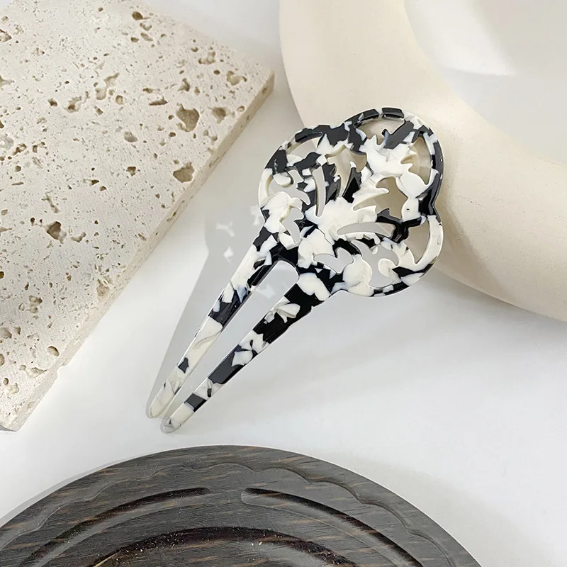 Retro Acetate Temperament Tortoiseshell Hairpin Bun Hairpins Hair Fork Clips Women Lady Styling Tool Accessories