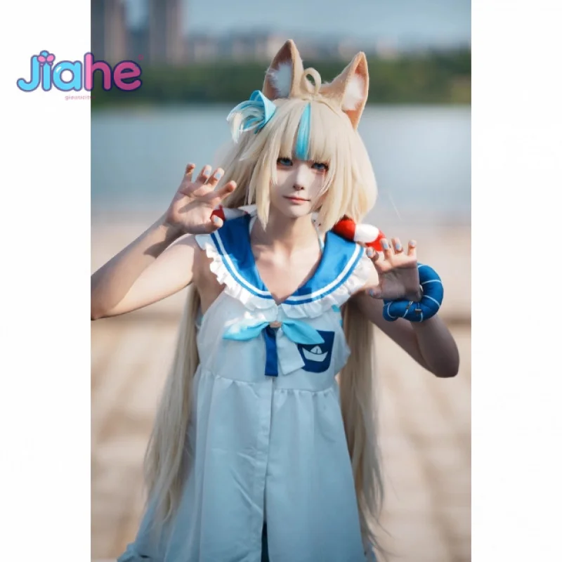 Sameko Saba تأثيري أنيمي Vtuber زي جورا بحار هالوين كرنفال الحلو فتاة JK بحار موحدة الصيف ملابس السباحة الشاطئ