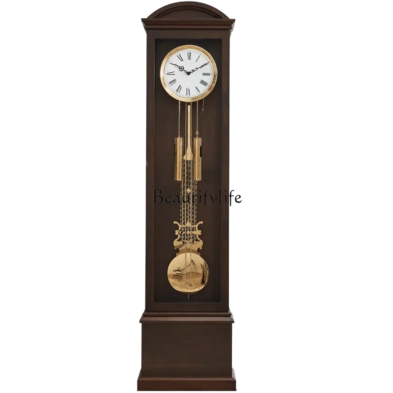 03Simple double style floor clock Hemler Chinese retro pendulum clock