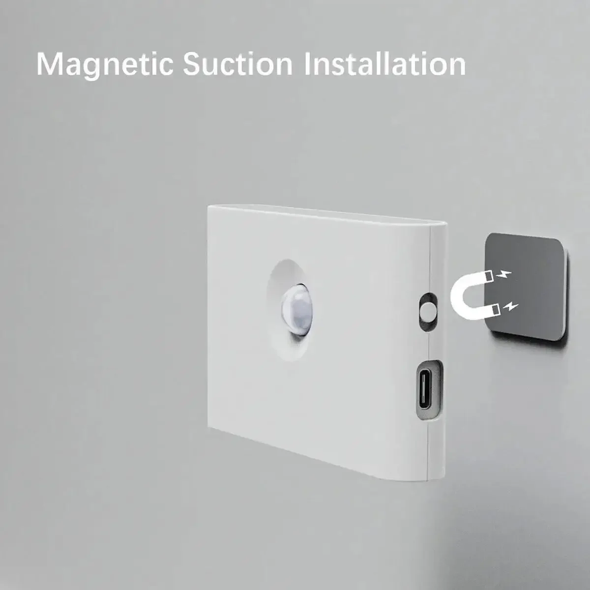 素敵な人感センサーLEDナイトライト、ワイヤレス磁気、2700K、0.2W、ABS樹脂、300mAh、スマートType-C充電、ウォールウォームホワイト、廊下ランプ、CA