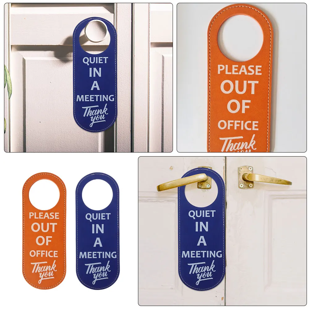 2pcs Hanger Sign Double Sided Pu In Meeting Out Of Busy Privacy Indicator Conference Room Use Door Tag For Office Hotel