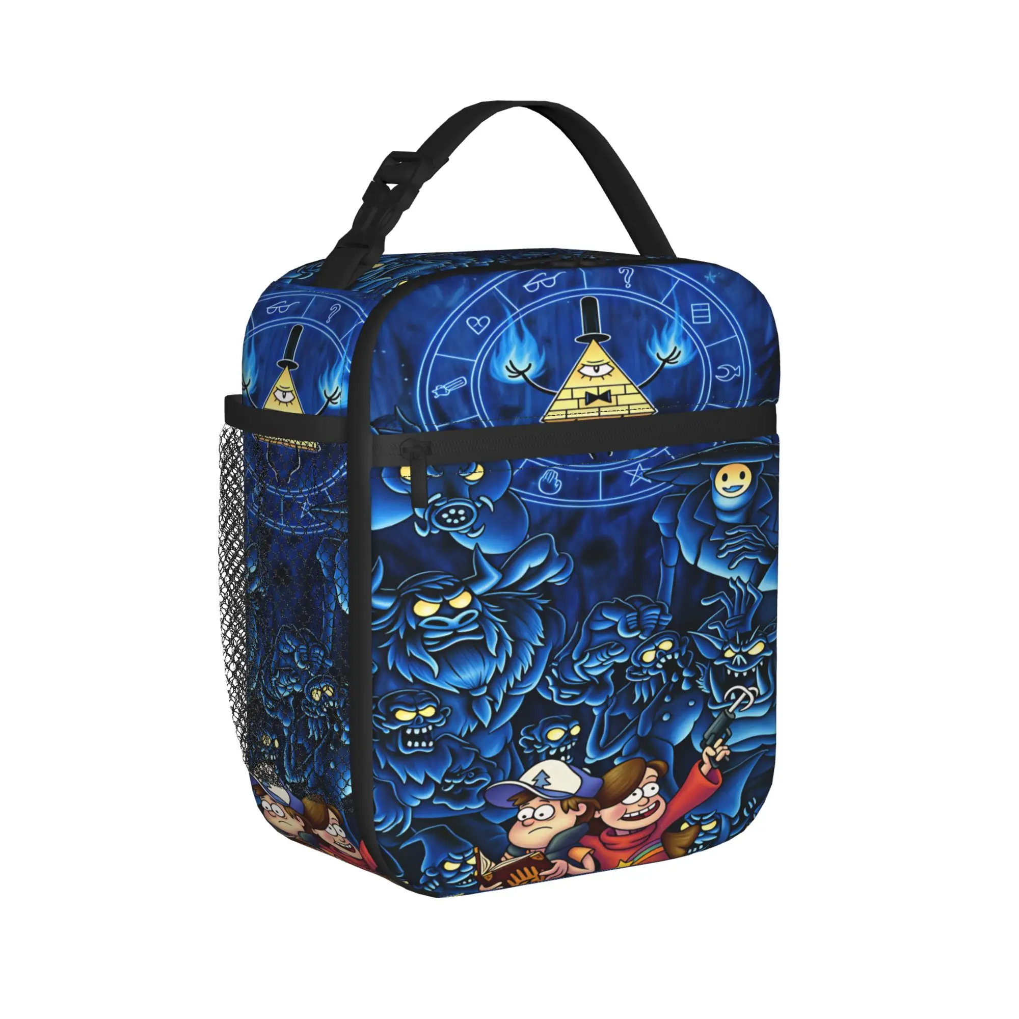 G-Gravity Falls Lunch Bag For Men Bill Cipher Print Lunch Box Cute School Cooler Bag Convenient Waterproof Thermal Tote Handbags