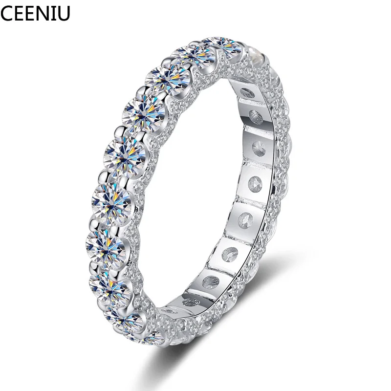 Knobspin 2.5ct D Color Moissanite Ring for Woman Wedding Jewelry with GRA 925 Sterling Sliver Plated 18k White Gold Wedding Band