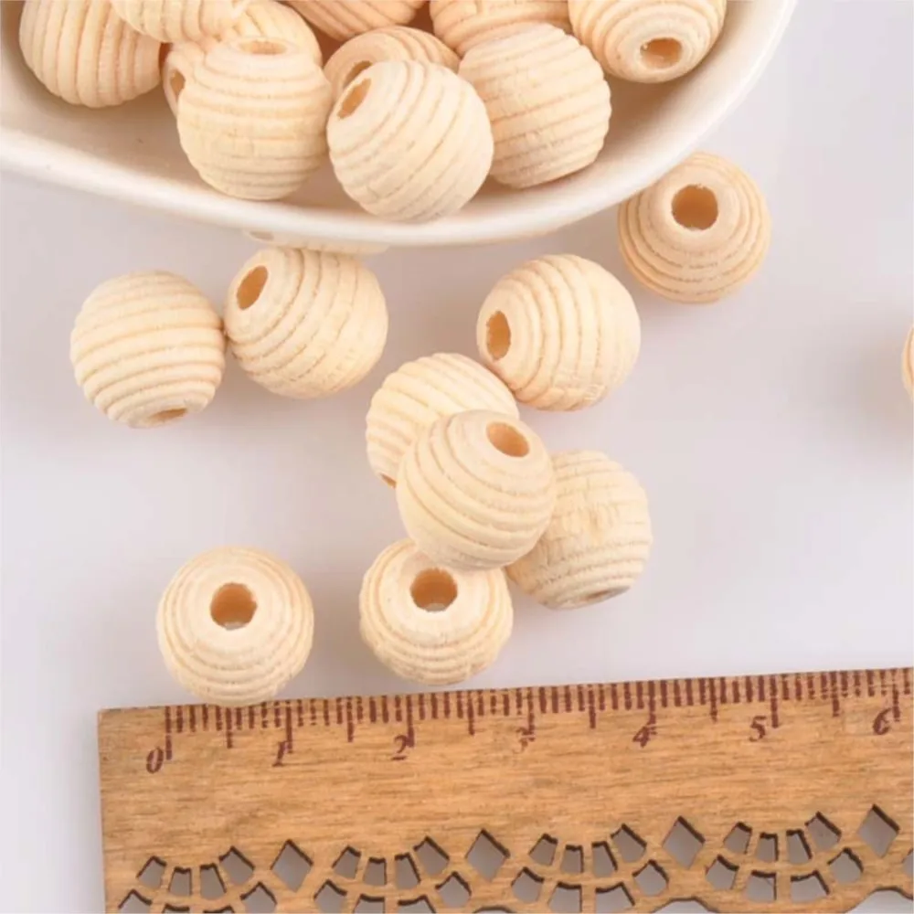 10/50Pcs 12/20mm Natural Unfinished Threaded Honeycomb Wooden Beads Spacer Beads DIY Pendant Bracelet Necklace Jewelry Making