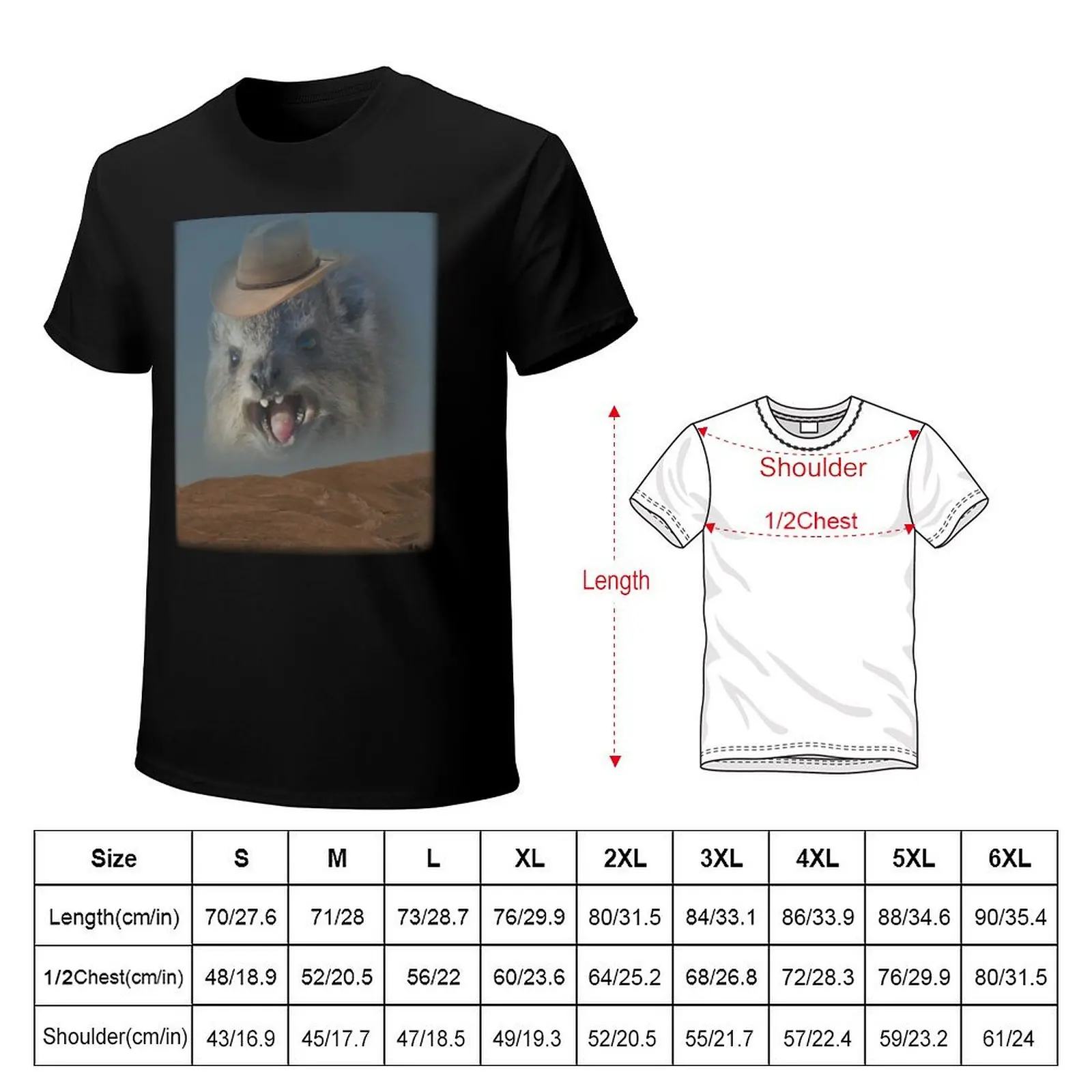 Funny Screaming Cowboy Hyrax Meme T-Shirt Basic Tee Shirt for Everyday Outfit