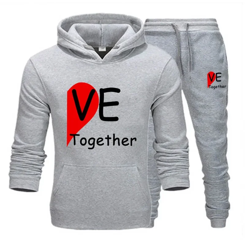 Conjunto de ropa deportiva para hombre y mujer, Sudadera con capucha y pantalones de Jogging, chándal de 2 piezas, moda Unisex, primavera y otoño