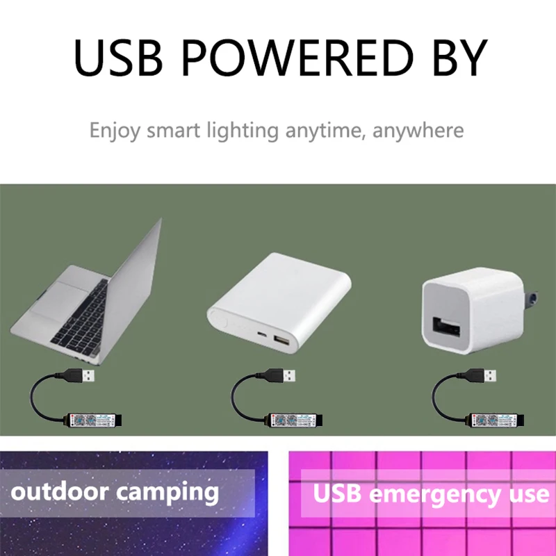 Bluetooth-Enabled Mini RGB LED Controller for Music Sync & Smart App Control of RGB Tape Lights - USB5V DC 5V/12V/24V Compatible