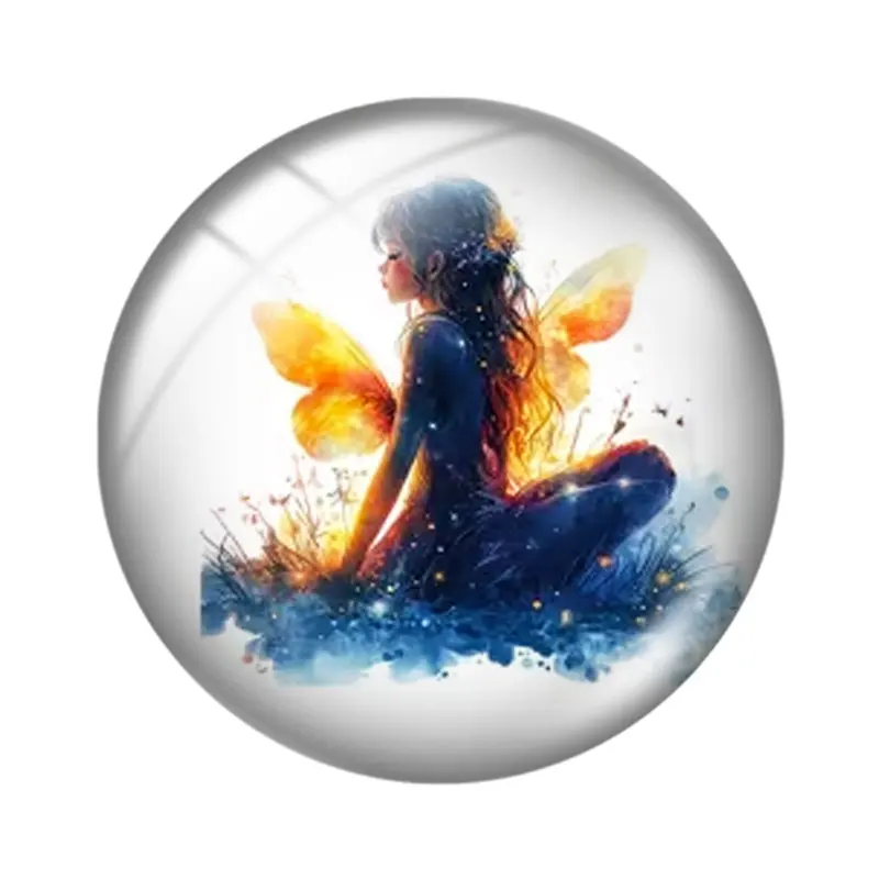 Watercolor Dreamy Fairy  10pcs 12mm14mm/16mm/18mm/20mm/25mm Round Photo Glass Cabochon Demo Flat Back Making Findings Jewelry