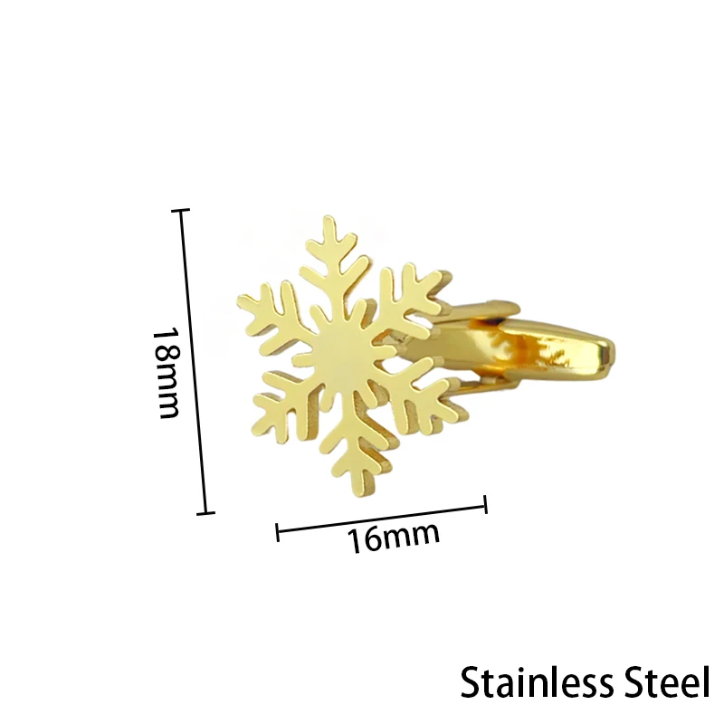 Mens Snowflake Cufflinks Stainless Steel Hollow Snow Cuffs Button Luxury Design Charm Jewelry Cuffs Link for Father Husband Gift