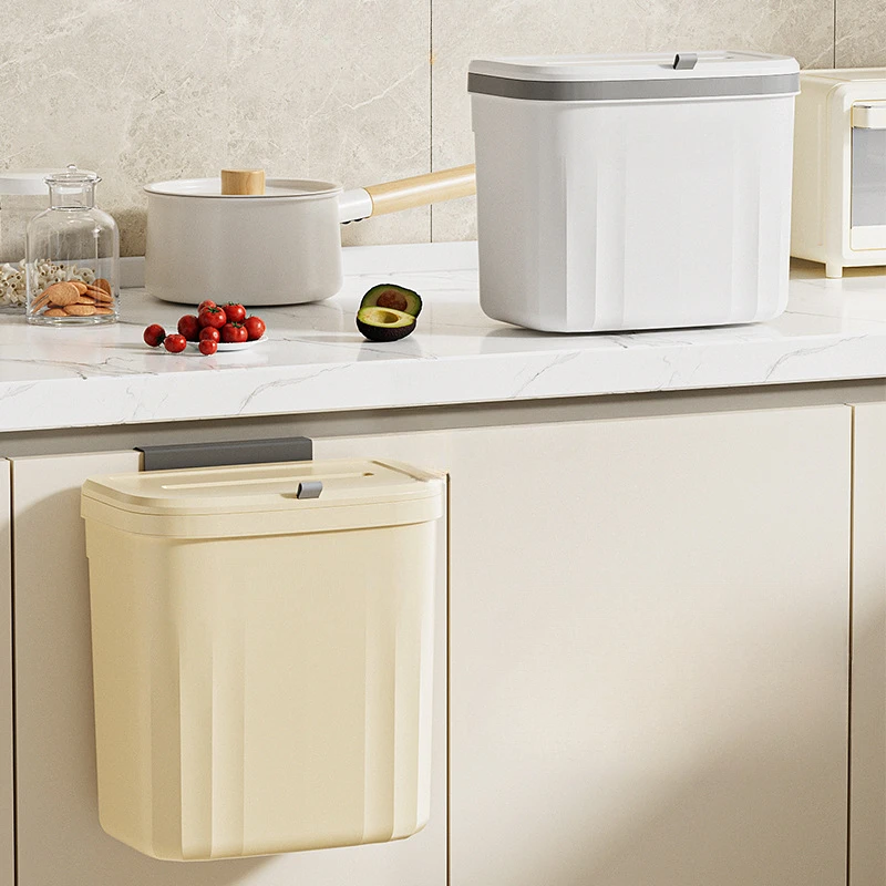 Kitchen Trash Can Wall Mounted Hanging Trash Bin With Lid Garbage Can for Cabinet Under Sink Waste Garbage Compost Bin