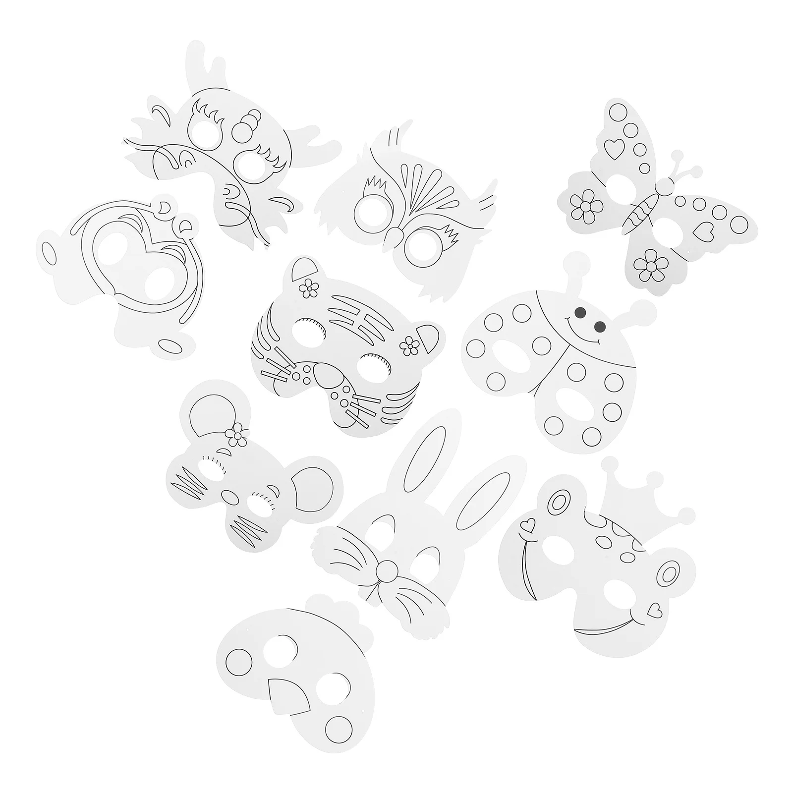 หน้ากากแฟนซีสำหรับงานปาร์ตี้ 10 ชิ้น ทำจากกระดาษ ตัดแบบไดคัท สำหรับเด็ก แต่งคอสเพลย์ ระบายสีได้ รูปสัตว์