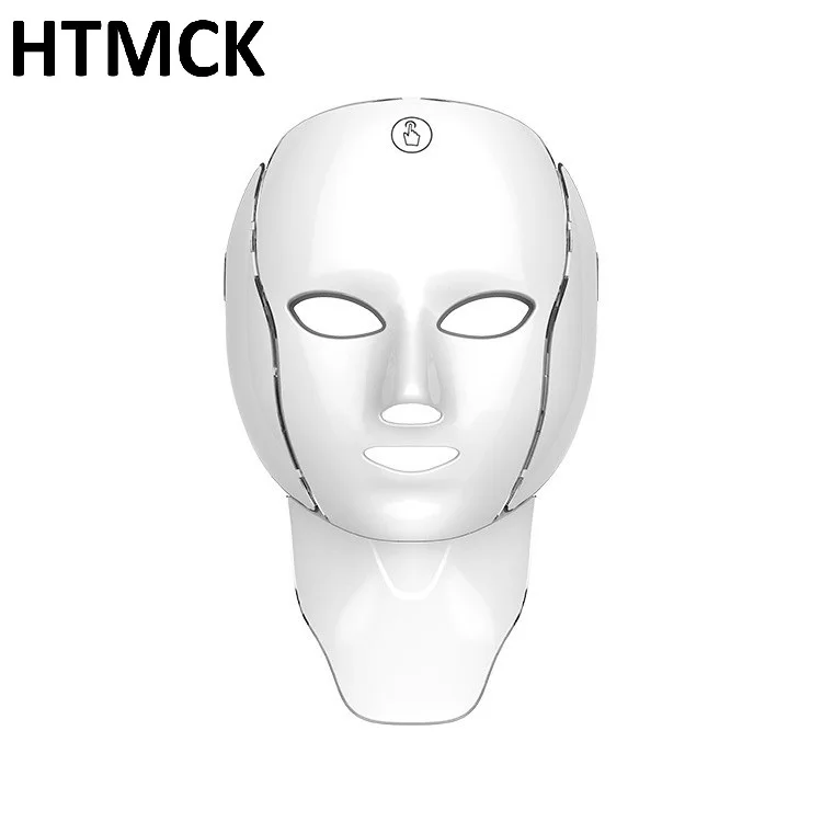 htmck-ワイヤレスledフェイスマスク、赤色光療法、7色のカラーバリエーション、192個のled、自宅で手軽にできる美容フェイシャルトリートメント、スキンケア、ギフトに最適。